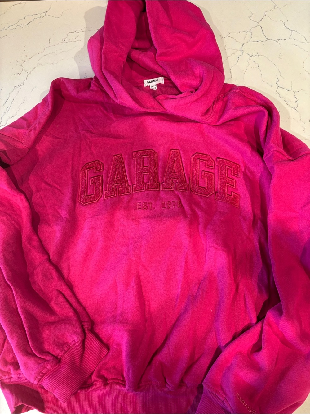 Garage Hoodie Hooded Sweatshirt Bright Pink Oversized Unisex S/M NWOT
